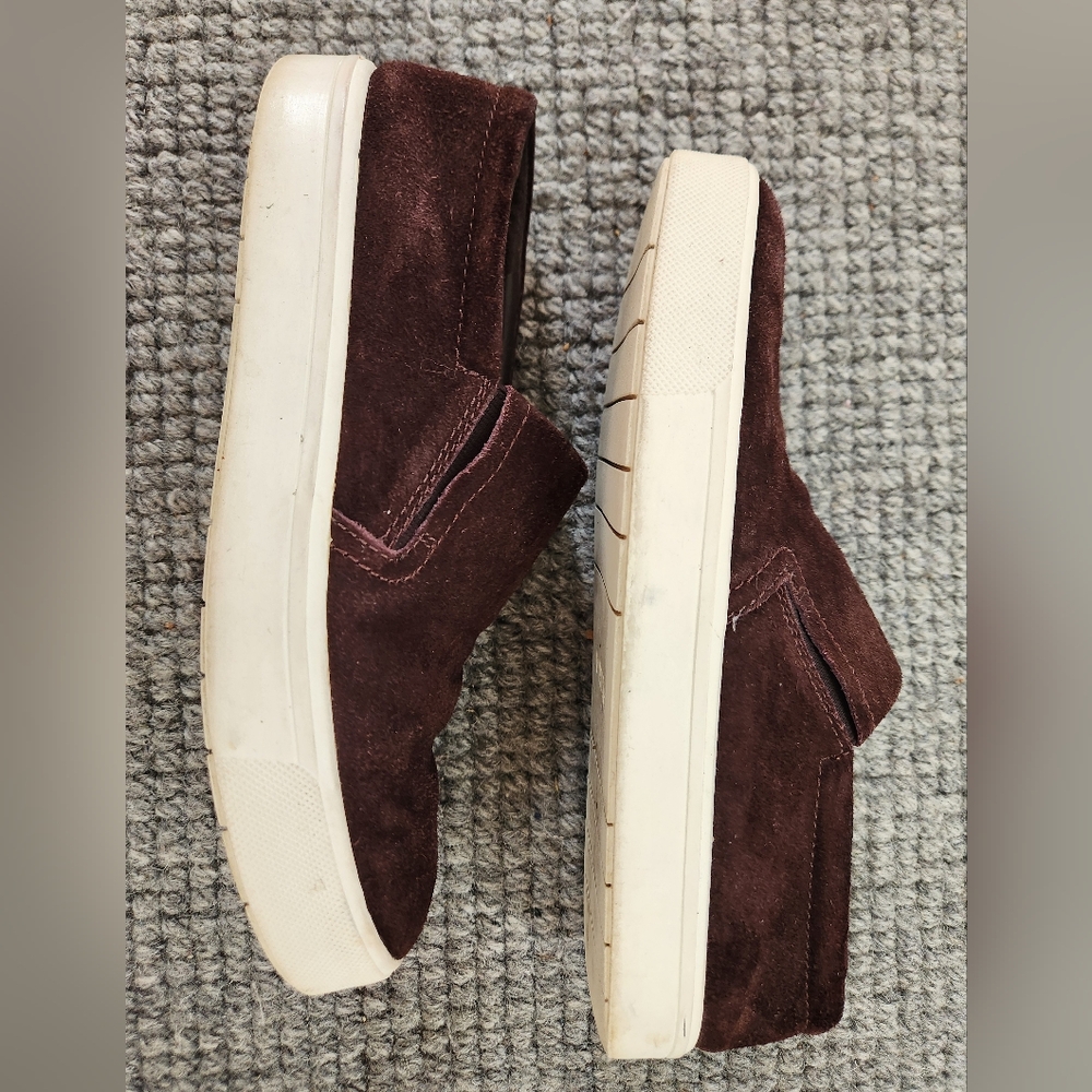 Vince Women's Dark Burgundy Suede Slip-Ons, Size US 9/ EUR 40 - Picture 12 of 14